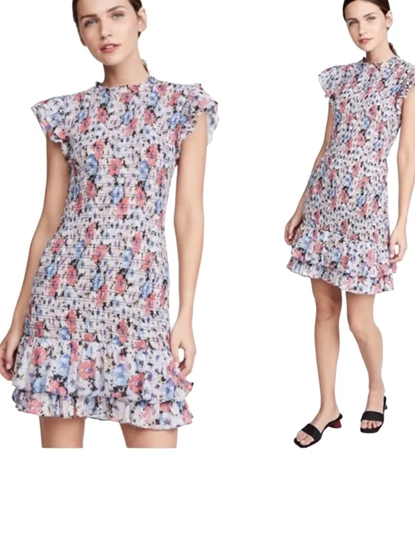 Veronica Beard Cici Floral Smocked Mini Dress. Not Lined Size 2 NWOT - Image 5