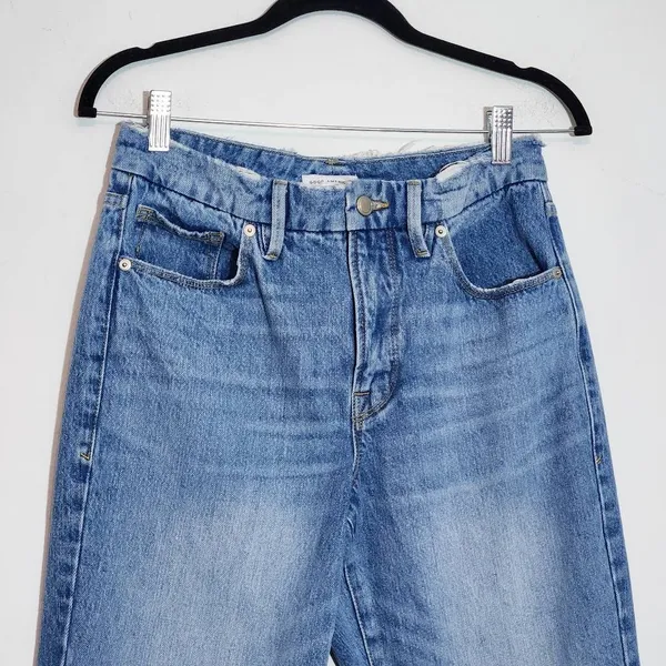 Good American Cropped Straight Leg Jeans Size 4 Good American Distressed Denim - Image 3