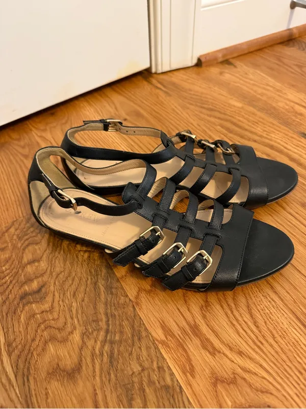 J.Crew Black Buckle Gladiator Sandals Made in Italy size 8 - Image 6