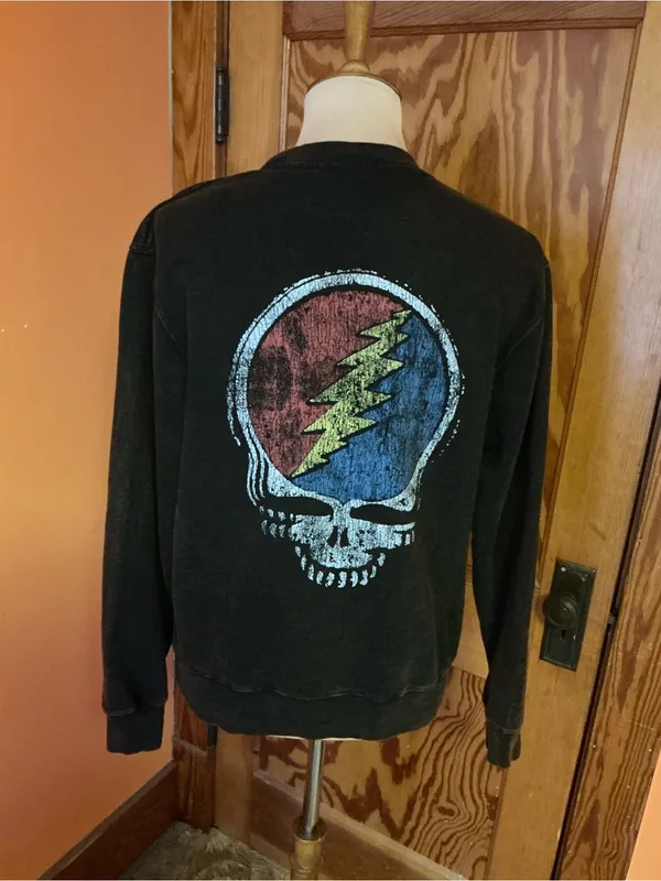 Grateful Dead 50th Anniversary Sweatshirt Rose Steal Your Face Black Small - Image 7