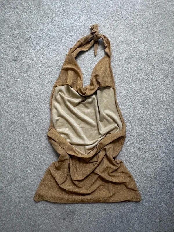 NWT Express gold halter mini dress  - Image 2