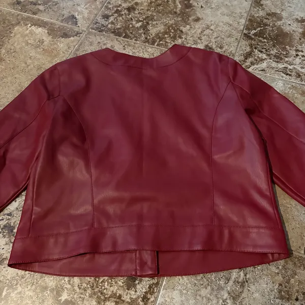 MAEVE Cora Patch Pocket Jacket Faux Leather Size Large Burgundy Red‎ - Image 7