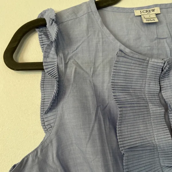 J.Crew Womens Light Blue‎ Pleated Ruffle Sleeveless Blouse Top Size 2 - Image 4