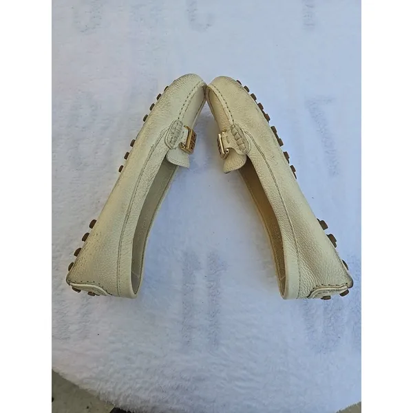 Tory Burch Kendrick Gold Pebbled Leather Moccasin Drivers Driving Loafers 5.5 M - Image 9