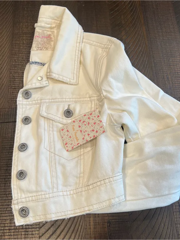 Free people cropped denim white / ivory jacket 0 ( XS ) women NWT - Image 11