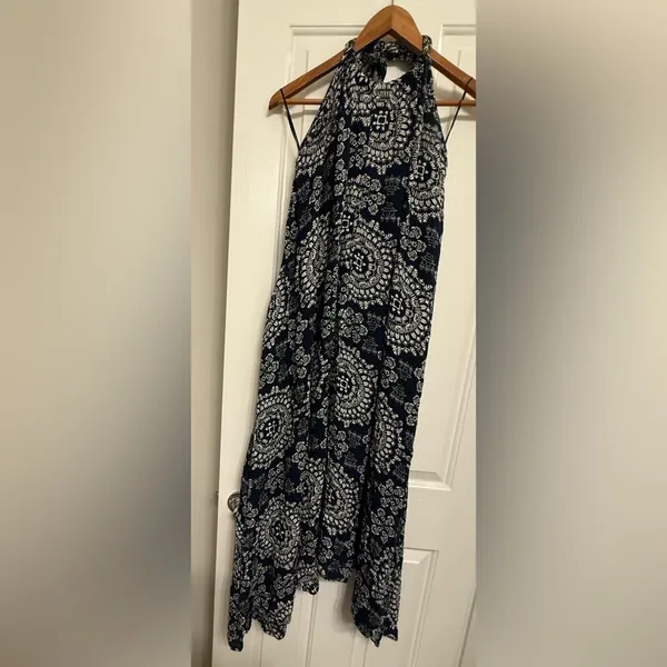 Elan Navy and White Patterned Dress OS - Image 2