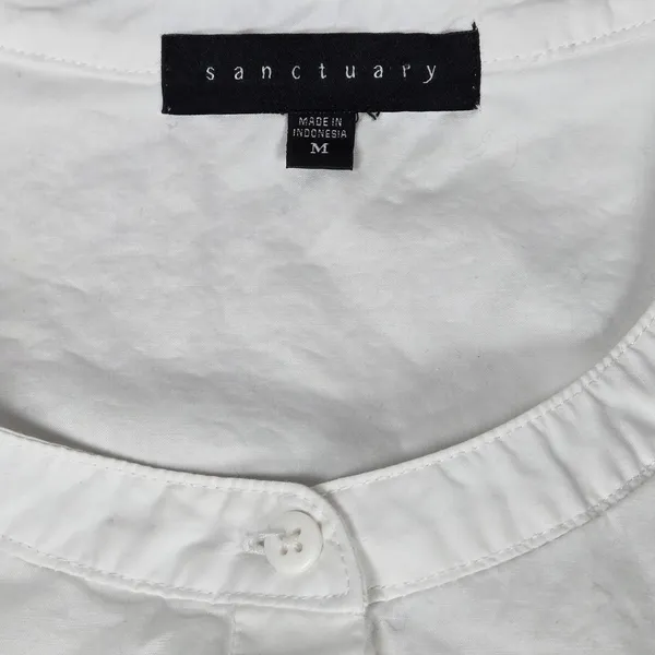 Sanctuary Danni White Embroidered Floral‎ Button Front Blouse Top Size M - Image 5