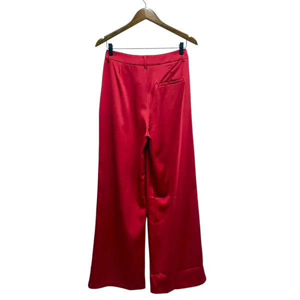 Lulus Modern Approach Red Satin Wide-Leg Pants size Medium - Image 4