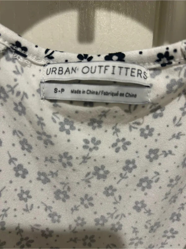 Urban Outfitters White Mini Dress with Black Ditsy Floral - Image 4