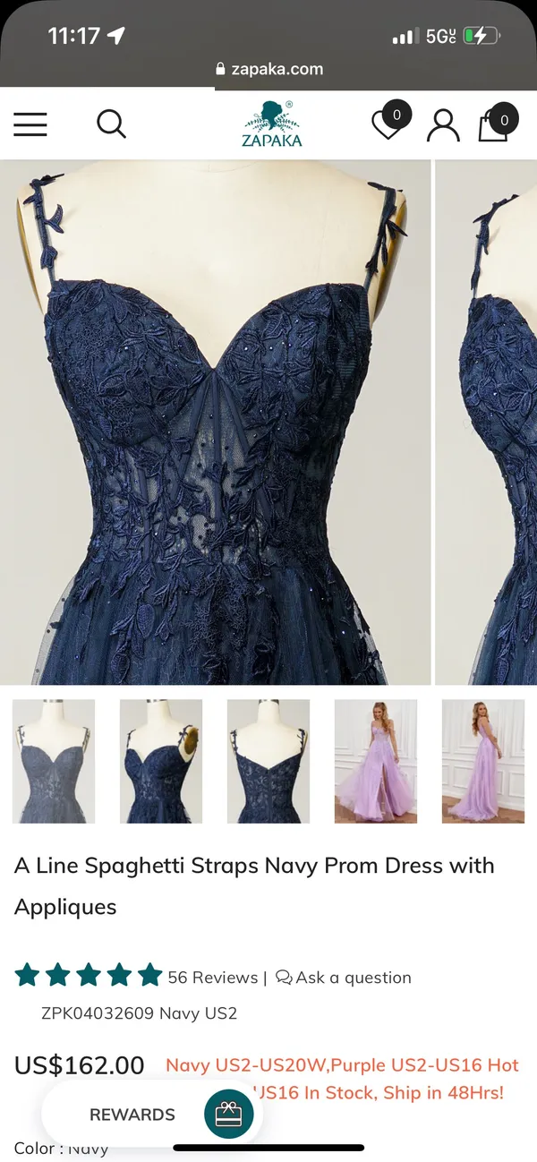 Prom Dress Blue Size M - Image 2