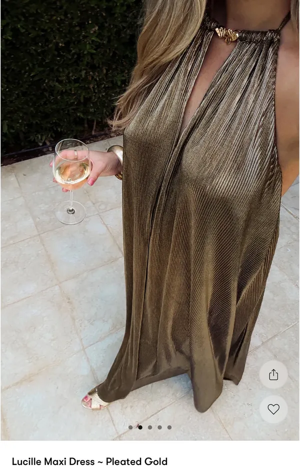 Show Me Your Mumu Gold Metallic Maxi Dress - Image 3