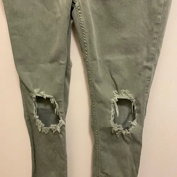 Free People Womens Jeans Size 29 30” Sage Green 61855-16515125 Distressed 30x26 - Image 3
