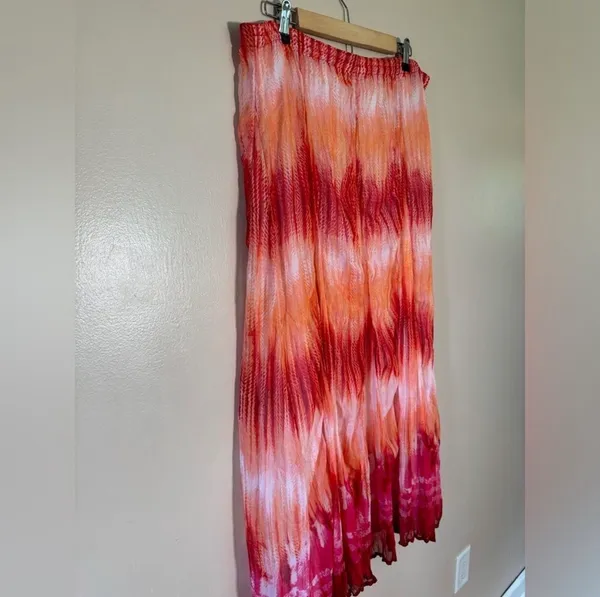 CLEARANCE! Orange/Red Chico’s Hashmark Valayna Maxi Skirt Size 2 (12/L) EUC - Image 4