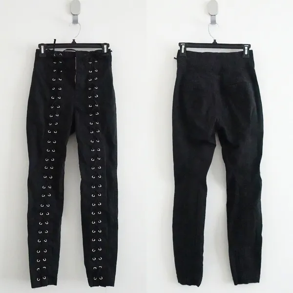 ALC Kingsley Black High Waist Skinny Leg Lace Up Corset Style Pants Size 0 - Image 2