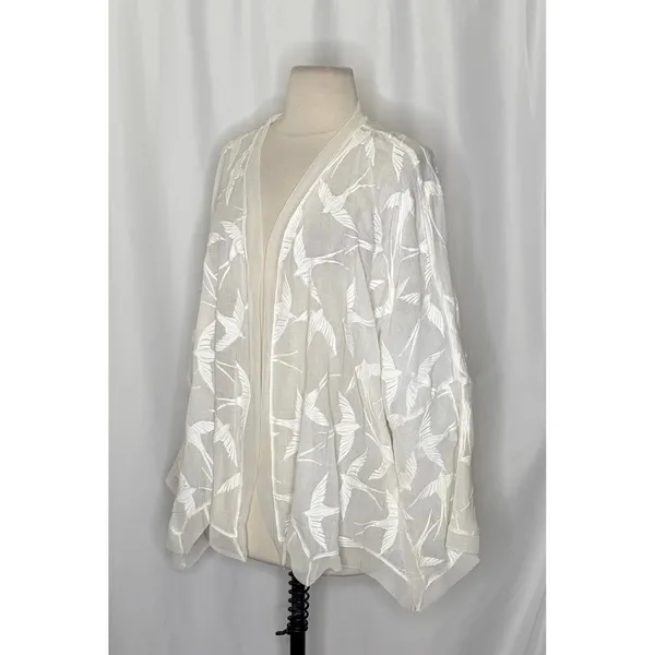 Anthropologie LILKA Shorebird Embroidered Bird Swim Cover-Up Jacket Medium Large - Image 5