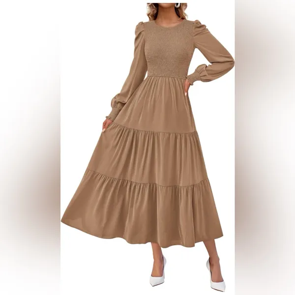 Khaki Maxi Dress Tan Size XXL - Image 2