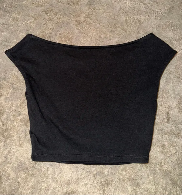 Zara black cropped off the shoulder top - Image 3