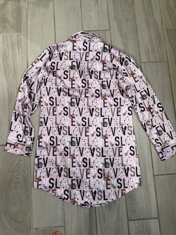 Victoria's Secret Lavender 'LOVE' Button-Up Pajama Top - Image 8