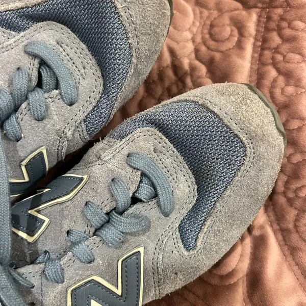 New Balance baby blue Suede & Mesh Sneakers with Cream Accents - Image 4