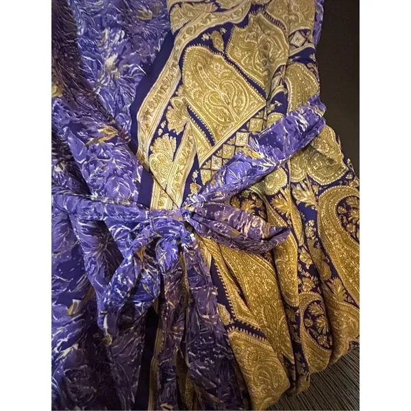 NWT Boho Lightweight Paisley Belted Tie Back Dress India M/L One size - Image 5
