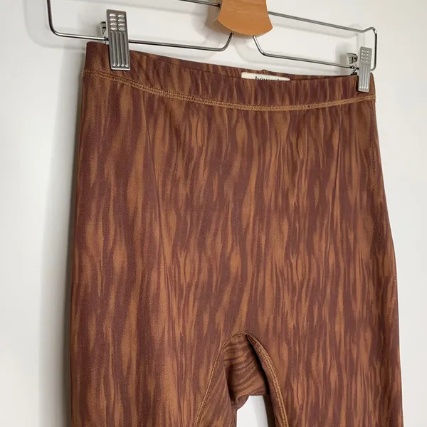 House of CB Erin Mesh Chocolate Brown Print Flare Pants Womens Small - Image 7