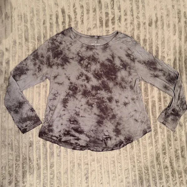 American Eagle‎ Soft & Sexy Grey Tie Dye Long Sleeve Top L - Image 2