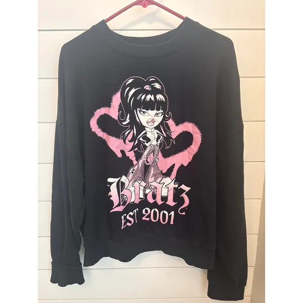 Vintage y2k Bratz Jade Graphic Sweatshirt Black Pink Est 2001 Baddie Large - Image 2