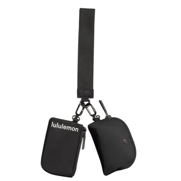 Lululemon Dual Pouch Wristlet Black Gunmetal White - Image 5