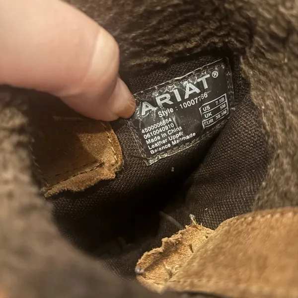 Ariat Fleece Fur Chukka Boots Cowboy Western Genuine Leather Suede Size 7.5 - Image 6