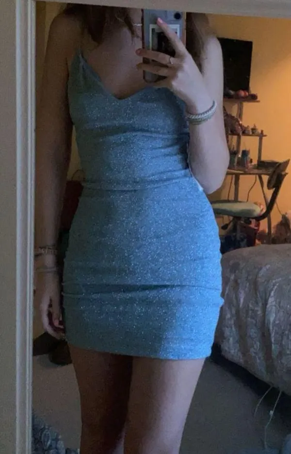 B Darlin Blue Sparkly Homecoming Dress - Image 2