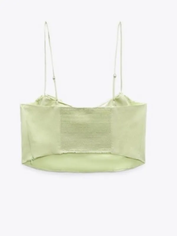 Zara Satin Corset Crop Top in Pale Green Small NWT Festival Date Night Spring - Image 3