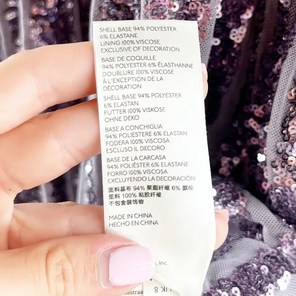 Anthropologie Open Back Long Sleeve Sequin Mini Dress Lilac Purple 4 - Image 6