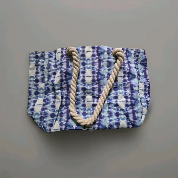 OdyseaCo Beach Bag Large Waterproof Canvas Tote Blues Teal Waves Rope Handles - Image 4