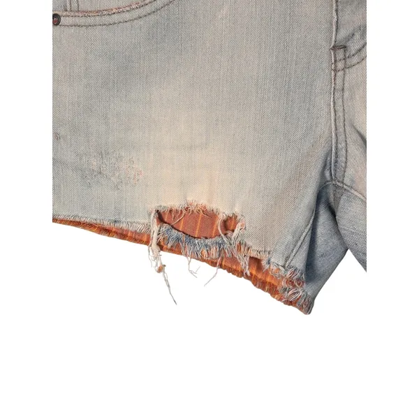 Free People Denim Shorts 25 Blue Distressed Raw Hem Boho Festival Vacation - Image 5