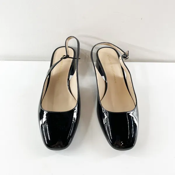 Stuart Weitzman Maeve Slingback Pump Heels Patent Leather Black 9.5 - Image 3