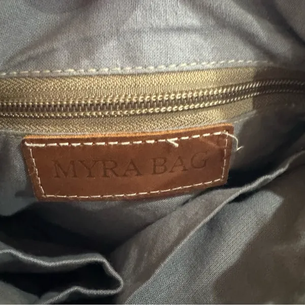 Myra Bags Crossbody Bag Tapestry Gray Fabric Strap 8.75x6.75 Boho Chic Western Beaded - Image 6