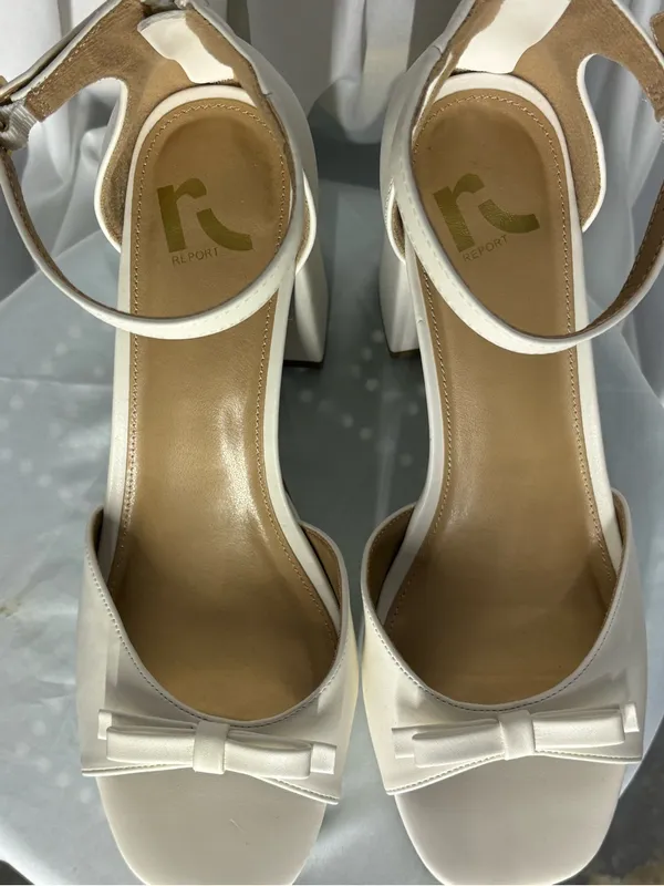 New Report White Platform Ankle-Strap Sandals with Bow Accent Size 9 - Image 5