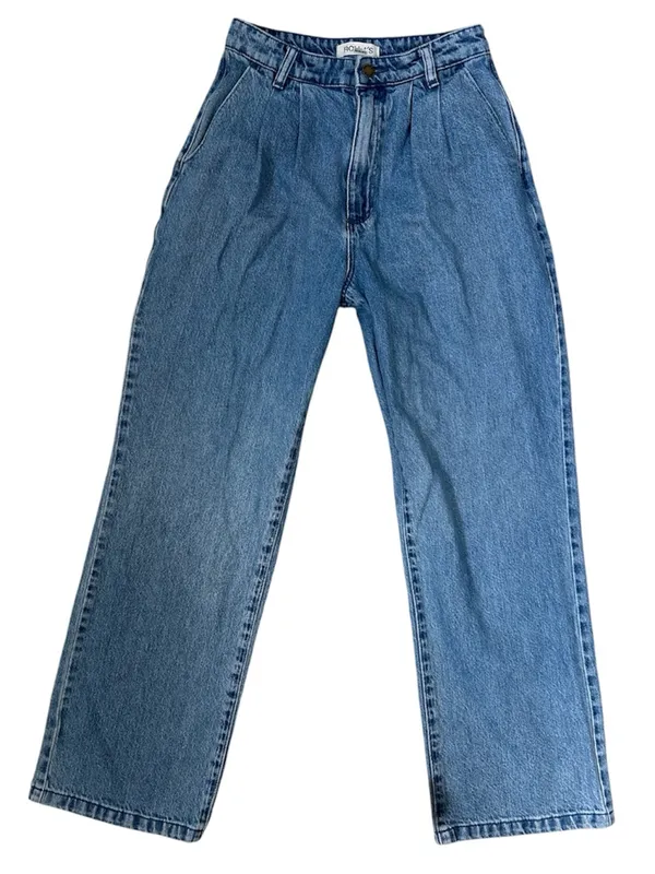 Free People Rolla’s Chloe Pleated Straight Leg Jeans in Medium Wash Size 25 - Image 7