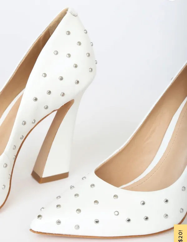 Schutz Belmira White Stud Leather Pumps - Image 5