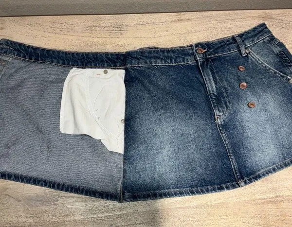 FREE PEOPLE Wynne Denim Mini Skirt in Cornflower Blue Size 28 New NWOT Wrap - Image 4
