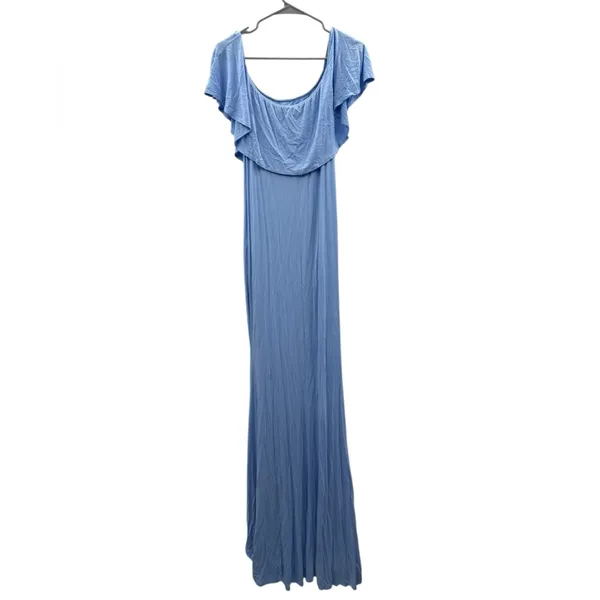 Pinkblush Off Shoulder High Low Maxi Dress Women’s Sz‎ Small Blue Maternity - Image 3