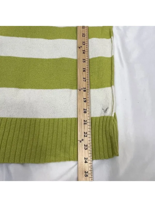 American Eagle Women’s Boxy Cowl-Neck Cozy Sweater Sz M Green Stripe Y2K - Image 8
