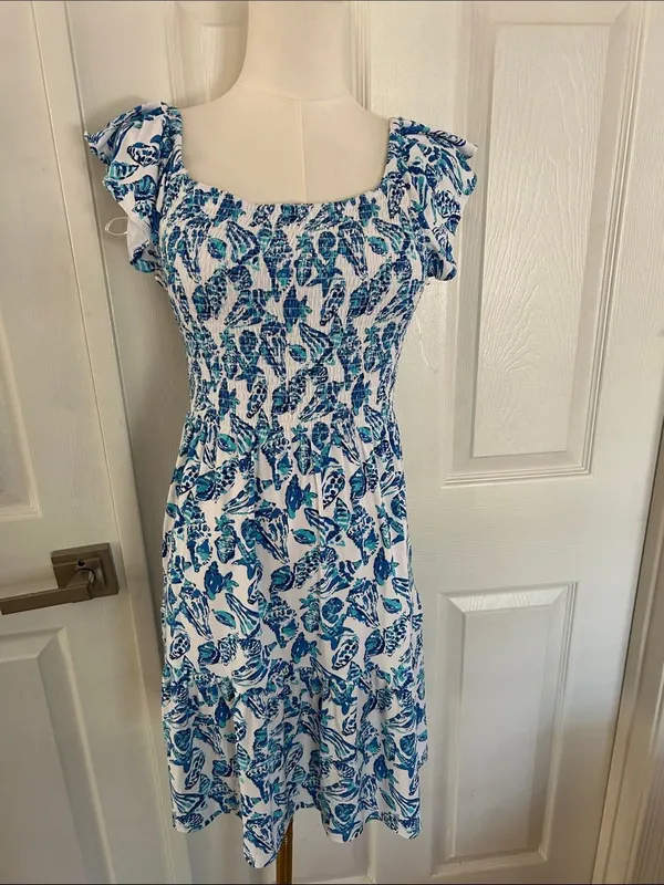 Lilly Pulitzer Jilly Smocked Dress Resort White Shell Collector, SMALL, NWOT - Image 3