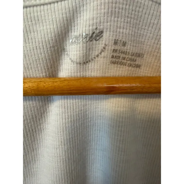 Aerie White Ribbed Long Sleeve Hook‎ and Eye Bodysuit Medium M - Image 7