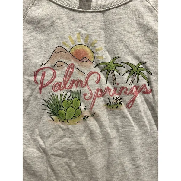 VTG Old‎ Navy Womens Small Palm Springs Graphic Raglan Sweatshirt Heather Gray - Image 2