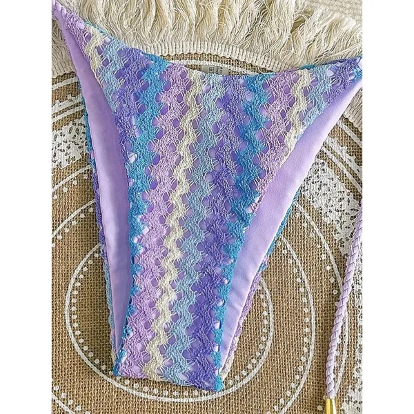 ZAFUL 2 Piece Triangle Bikini Swim Knitted Halter Bathing Suit US LARGE - Image 4