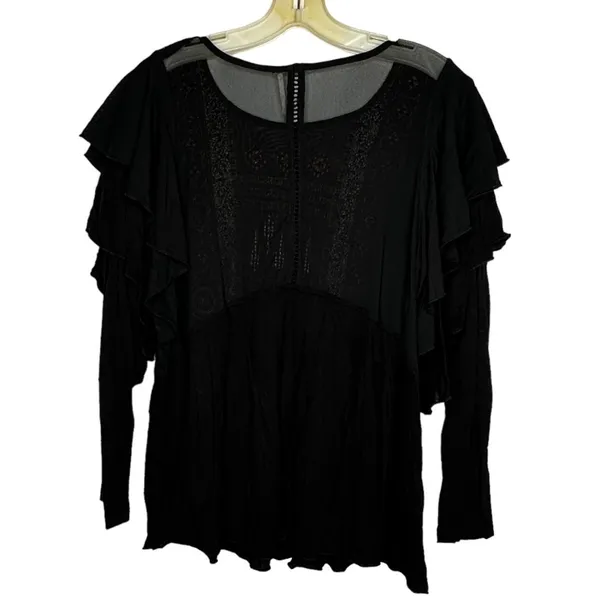 Free People Cienga Embroidered Black Top - Image 5