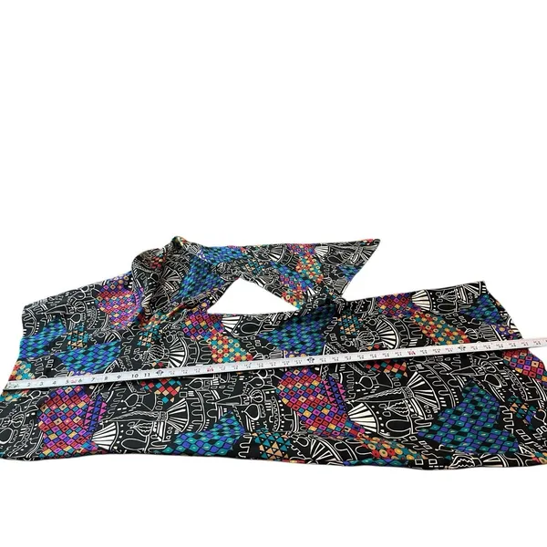 Laura Tanzer 100% Silk Bold Abstract European Cityscape Wide Leg Palazzo Pants L - Image 6