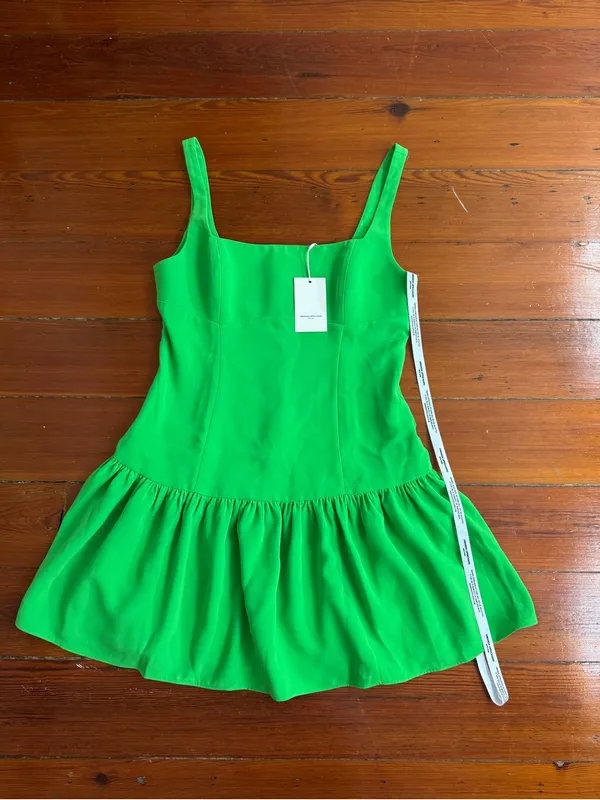 NWT Amanda Uprichard Apple Green Drop Waist Square Neck Mini Dress Sz M 🧡🍄 - Image 8