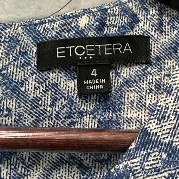 Etcetera Blue Geometric Sheath Dress Size 4 Work‎ Office Business Casual Career - Image 4